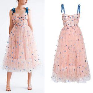 Lirika Matoshi Pink Sky Midi Dress Small